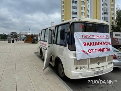 Фото дня.. Холод наступает, грипп накрывает - прививочная кампания в Нижегородской области в самом разгаре На Бору вакцинироваться можно прямо на станции канатной дороги, где в определённое время работает мобильный медпункт